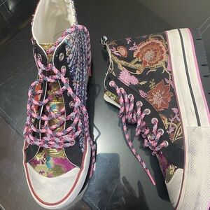Desigual Multicolor Floral High-Top Sneakers